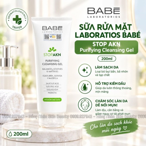 SỮA RỬA MẶT DÀNH CHO DA DẦU MỤN BABE STOP AKN
